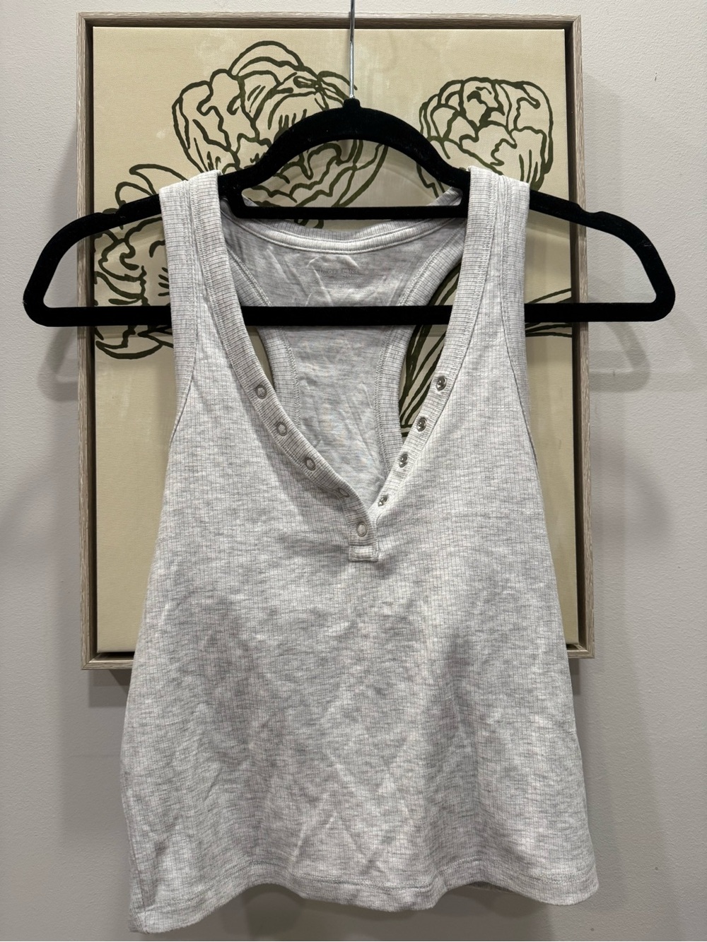 aerie Light Gray Ribbed Workout Top Women Small ~ GOOD CONDITION